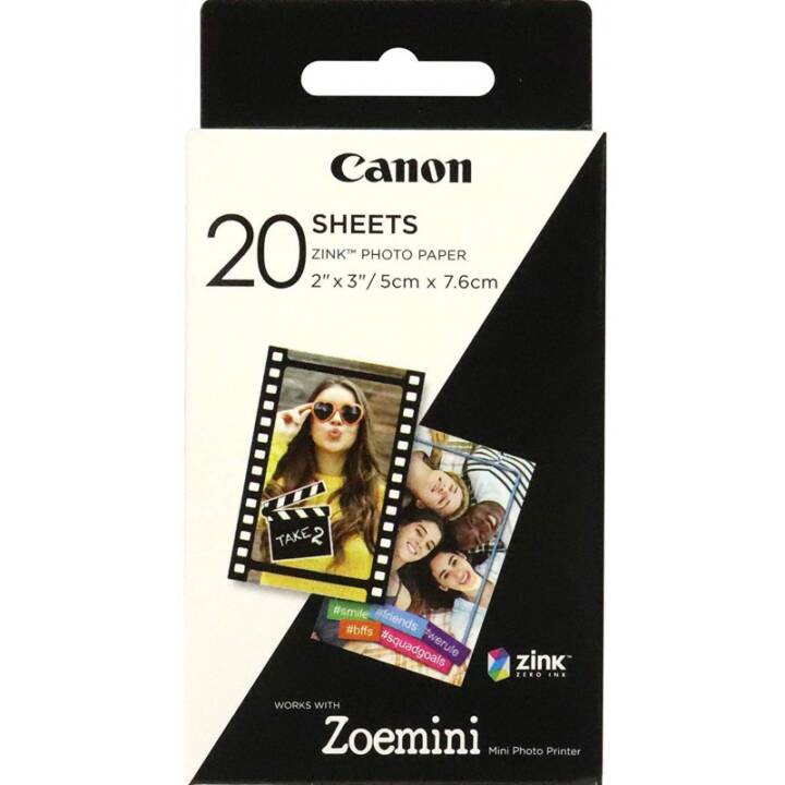 CANON Zink Fotopapier (20 Blatt, 50 x 75 mm, 0 g/m2)