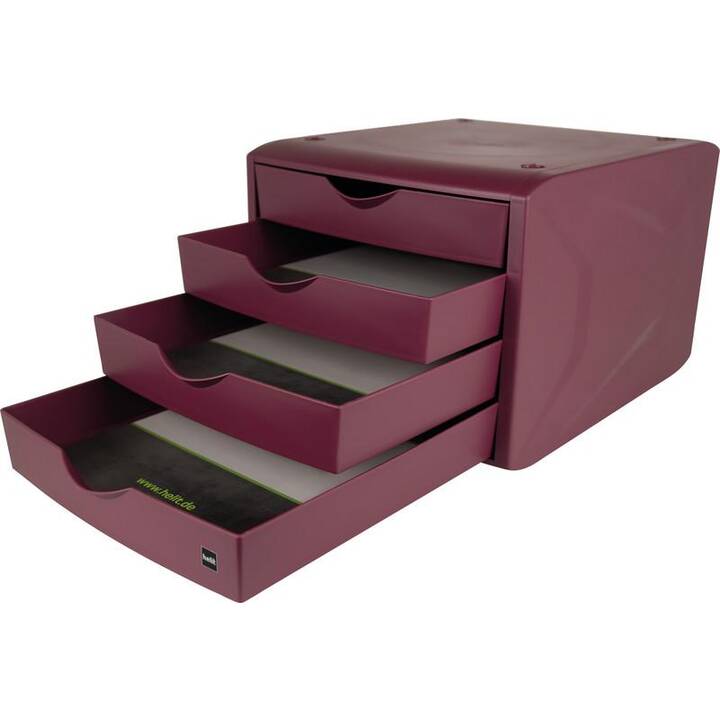 HELIT Büroschubladenbox The Green Chameleon (A4, 26 cm  x 33 cm  x 21.2 cm, Rot)