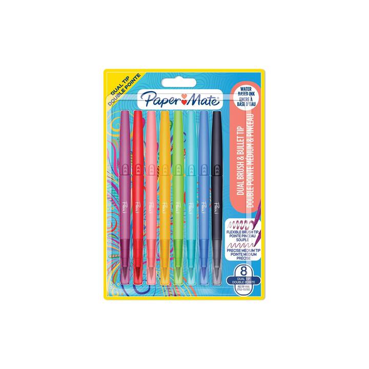 PAPER MATE Flair Dual Medium Crayon feutre (Multicolore, 8 pièce)