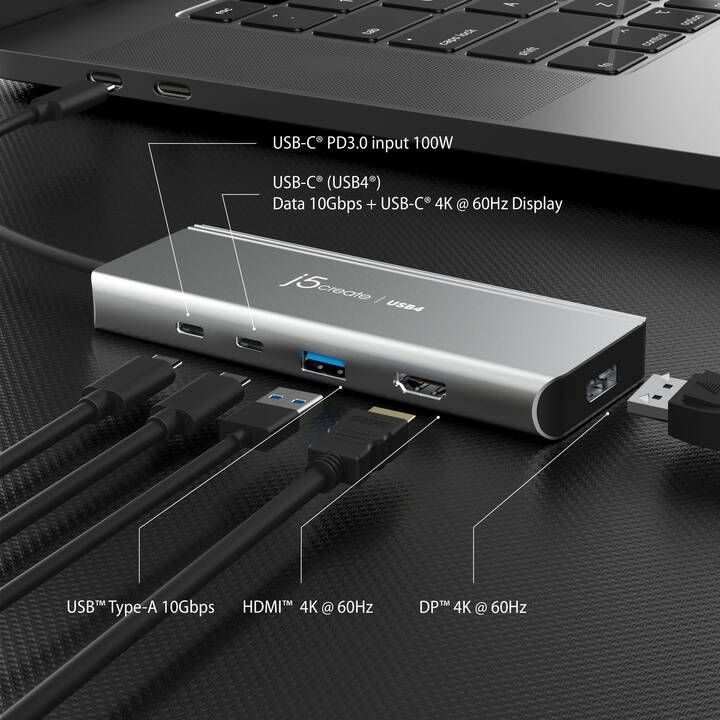 J5 CREATE JCD401-N  (1 Ports, USB Typ-A, DisplayPort, HDMI)