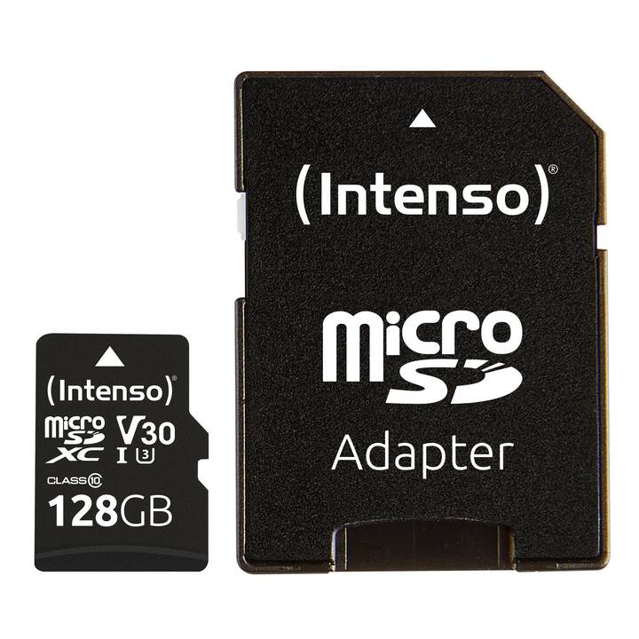 INTENSO MicroSDXC Pro (Video Class 30, Class 10, 128 Go, 100 Mo/s)