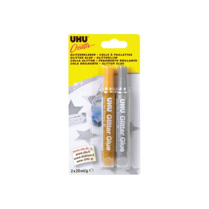 UHU Colle de bricolage Glitter Glue Creative (20 g, 2 pièce)