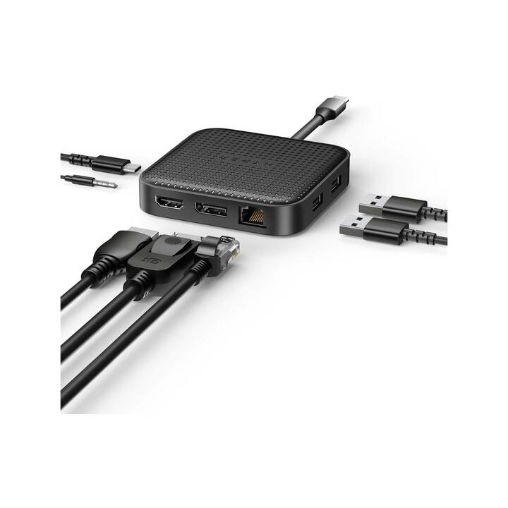 HYPER Stazione d'aggancio (DisplayPort, HDMI, USB di tipo C, RJ-45 (LAN), 2 x USB 3.1 Typ-A)