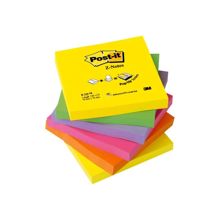 POST-IT Haftnotizen Super (6 x 100 Blatt, Violett, Gelb, Orange, Neongelb, Neongrün, Neonorange, Lila, Grün, Pink, Neonpink)