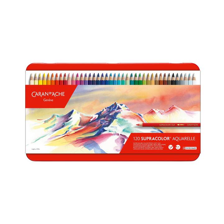 CARAN D'ACHE Crayons de couleur Supracolor Soft Aquarelle (Multicolore, 120 pièce)