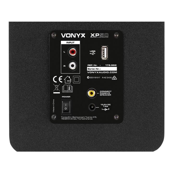 VONYX XP50 Active Studio Monitor (100 W, Enceinte verticale, Jaune, Noir)