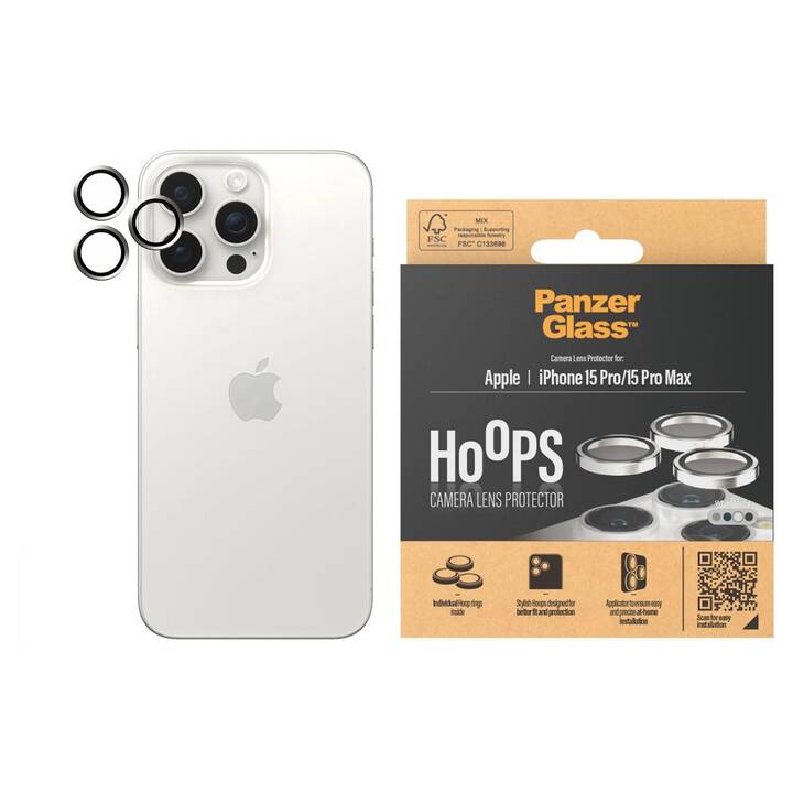 PANZERGLASS Verre de protection de l'appareil photo Hoops (iPhone 15 Pro, iPhone 15 Pro Max, 1 pièce)