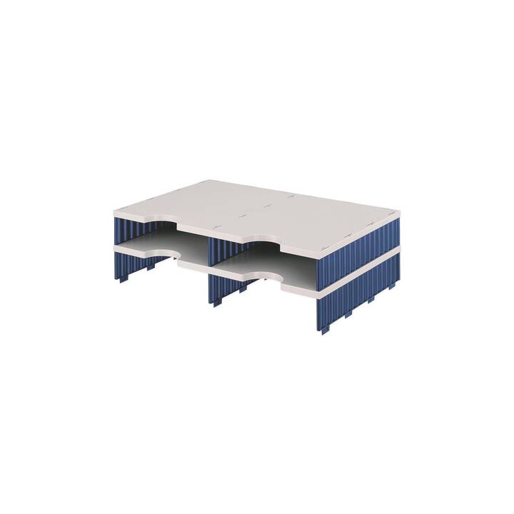 STYRO Büroschubladenbox Styrodoc Duo (C4, 48.5 cm  x 33.1 cm  x 14 cm, Grau, Blau)
