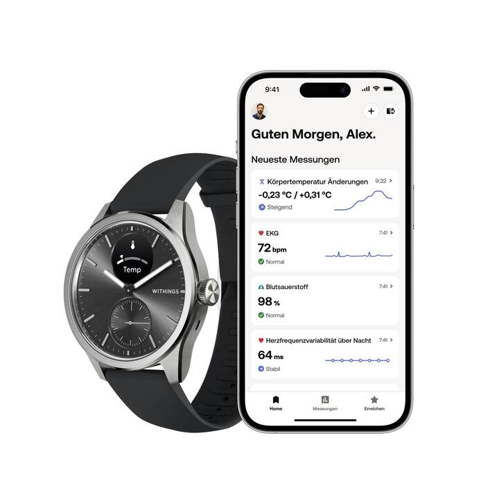 WITHINGS Scanwatch 2 (42mm, Schwarz)