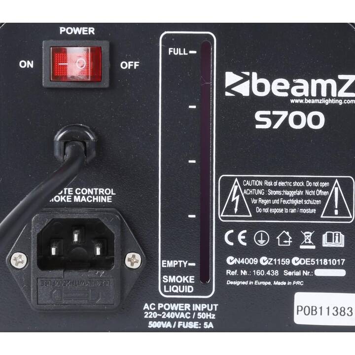 BeamZ S700 Machine à fumée (0.25 l, 700 W, Noir)