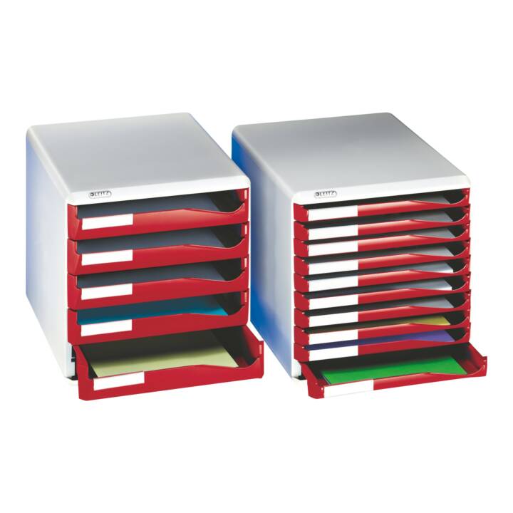 LEITZ Büroschubladenbox (28.5 cm  x 35.5 cm  x 29.0 cm, Rot)