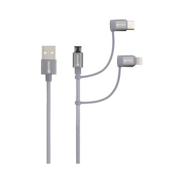 SKROSS 3in1 Câble (USB A, USB C, MicroUSB de B, Lightning, 1.2 m)
