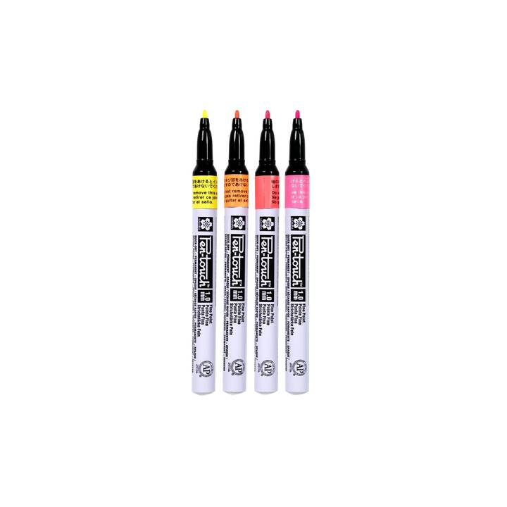 SAKURA Marqueur permanent Pen-Touch (Pink, Rouge néon, Jaune, Orange, 4 pièce)