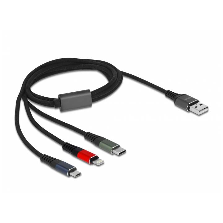 DELOCK Câble de connexion (Lightning, USB Type-C, Micro USB Typ B, USB 2.0 Type-A, 1 m)
