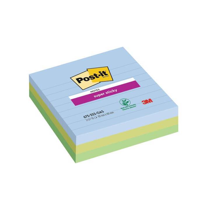 POST-IT Haftnotizen Super Sticky Oasis (3 x 70 Blatt, Mehrfarbig)