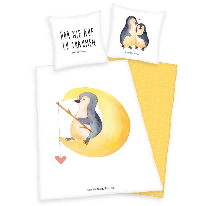 HERDING Kissen- & Duvetbezug Mr & Mrs Pan (Pinguin, Baumwolle)