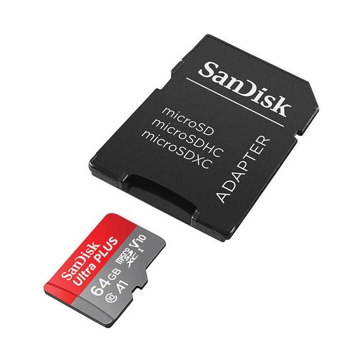 SANDISK MicroSDXC Ultra Plus (Video Class 10, Class 10, A1, 64 GB, 150 MB/s)