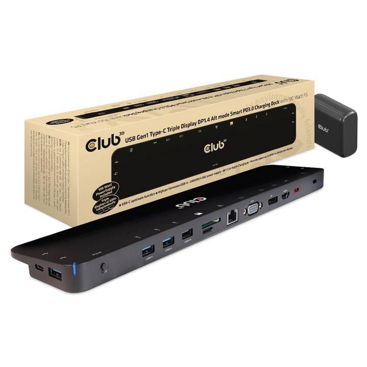 CLUB 3D Stations d'accueil CSV-1565 (Port écran, HDMI, VGA, 2 x USB 2.0 de type A, 2 x USB 3.0 de type C, 3 x USB 3.0 de type A)