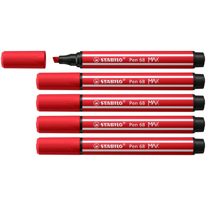 STABILO Pen 68 Max Crayon feutre (Rouge carmin, 5 pièce)