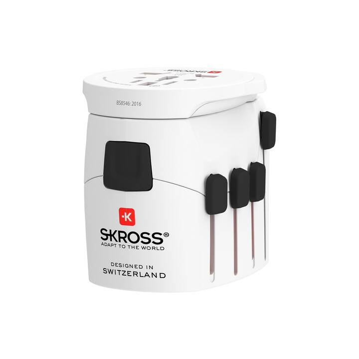 SKROSS Adaptateur de voyage PRO+ USB (Europe, Royaume-Uni, Brésil, Italie, USA, Australie, Suisse, Chine / Europe, Royaume-Uni, Japon, Brésil, Italie, USA, Australie, Chine, Suisse)