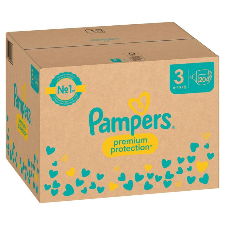 PAMPERS Premium Protection 3 (Monatsbox, 204 Stück)