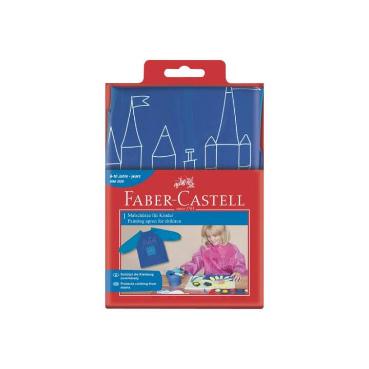 Faber-Castell Kinder-Malschürze Doppelpack – Langarm, Blau & Rot/orange, Waschbar