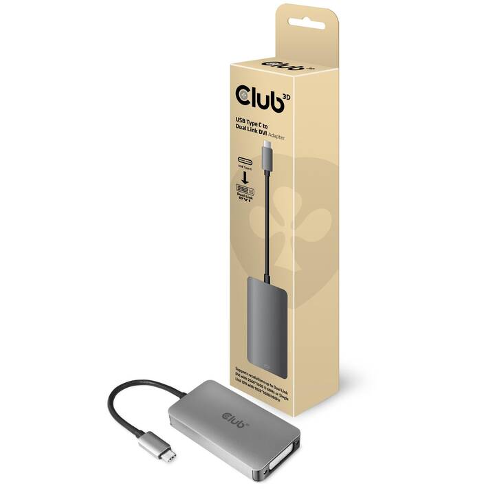 CLUB 3D DVI- Adaptateur (USB C, DVI-D dual link, 24.5 cm)