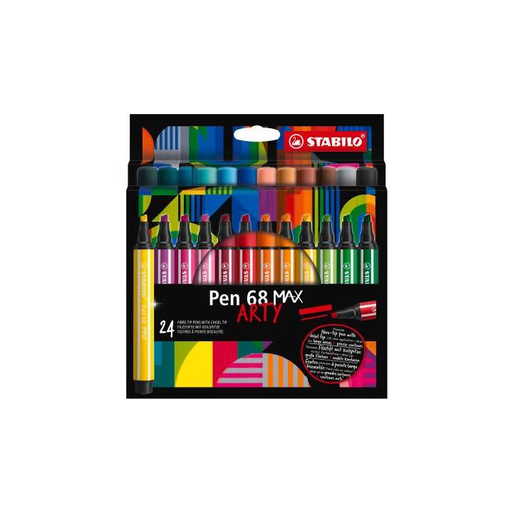 STABILO Pen 68 MAX Arty Filzstift (Farbig assortiert, 24 Stück)