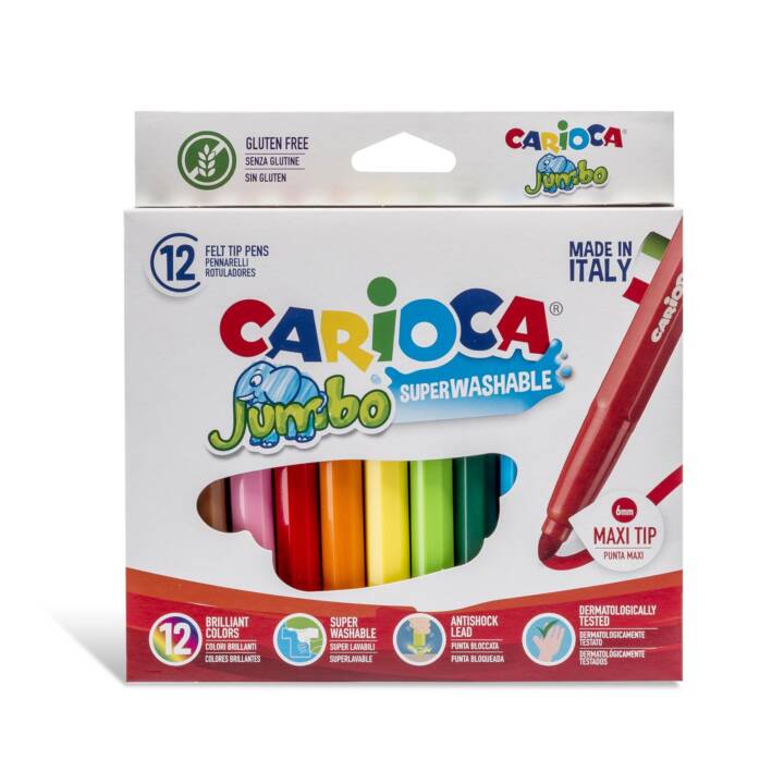 CARIOCA Jumbo Crayon feutre (Multicolore, 12 pièce)