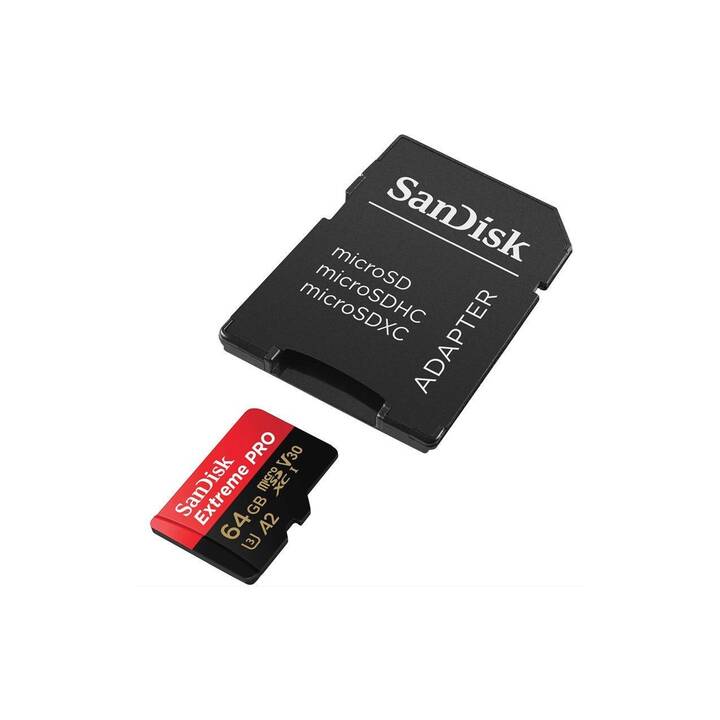 SANDISK MicroSD Extreme Pro (Video Class 30, UHS-I Class 3, 64 GB, 170 MB/s)