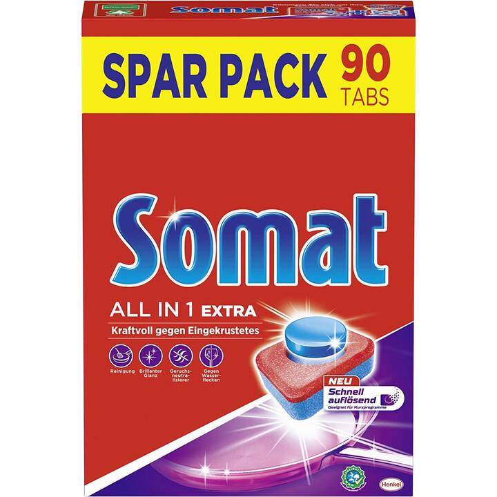SOMAT Détergents pour lave-vaisselle All in 1 Extra Agrume (90 Tabs)
