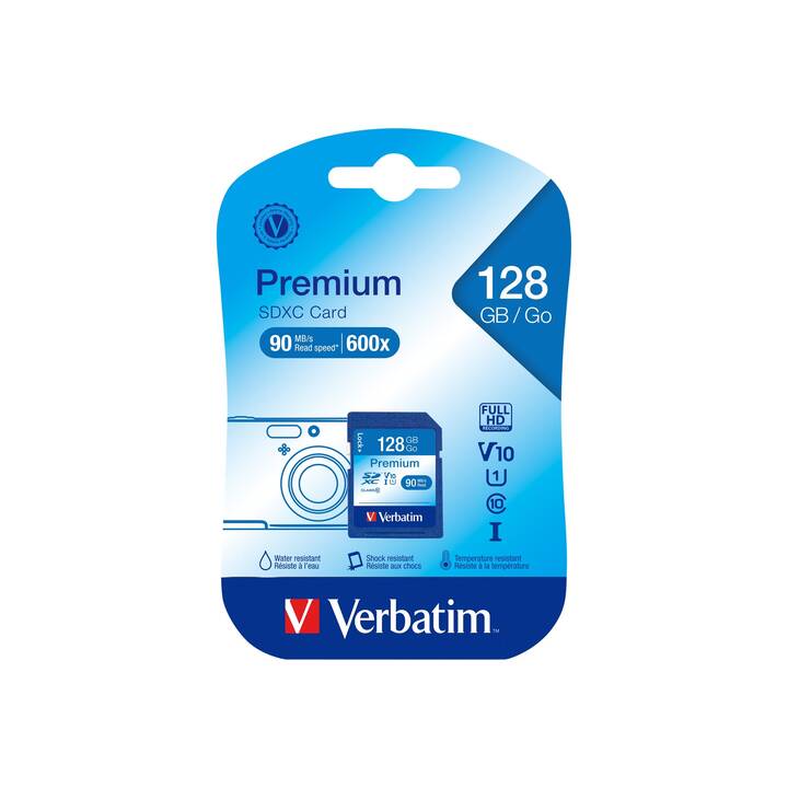 VERBATIM SDXC UHS-I Premium (Class 10, UHS-I Class 1, 128 GB, 10 MB/s)