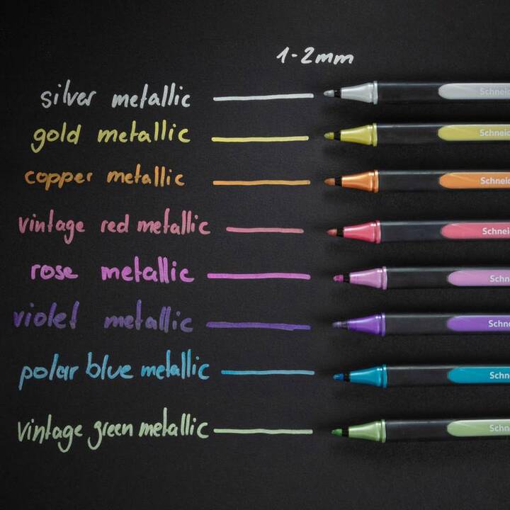 SCHNEIDER Crayon feutre (Argent, Pink, Doré, Bleu, Mauve, Vert, Cuivre, Rouge, 8 pièce)