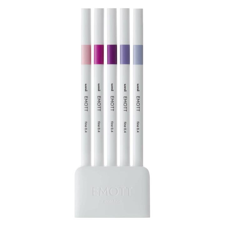 UNI Emott Floral Crayon feutre (Pink, Bleu, Mauve, Fuchsia, 5 pièce)