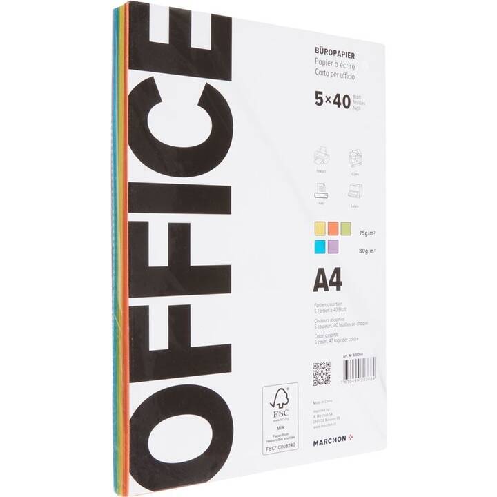 MARCHON OFFICE Papier couleur (5 x 40 feuille, A4, 75 g/m2)