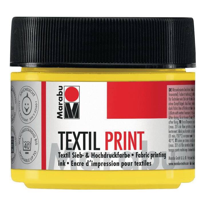 MARABU Colore tessile Texil Print (100 ml, Giallo, Transparente, Nero, Bianco)