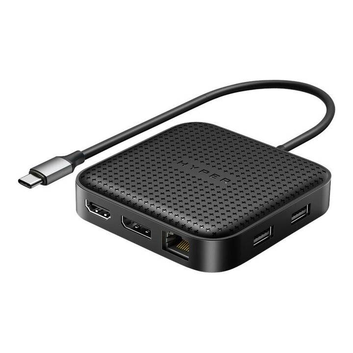 HYPER Stazione d'aggancio (DisplayPort, HDMI, USB di tipo C, RJ-45 (LAN), 2 x USB 3.1 Typ-A)