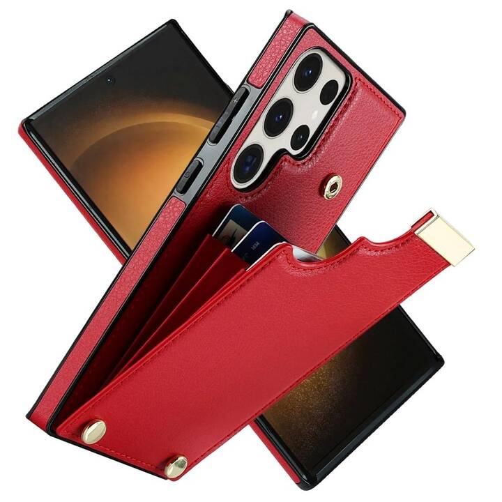 EG Backcover mit Kartenhalter (Galaxy S24 Ultra, Rot)